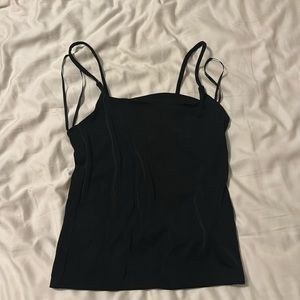 Square neck plain black tank